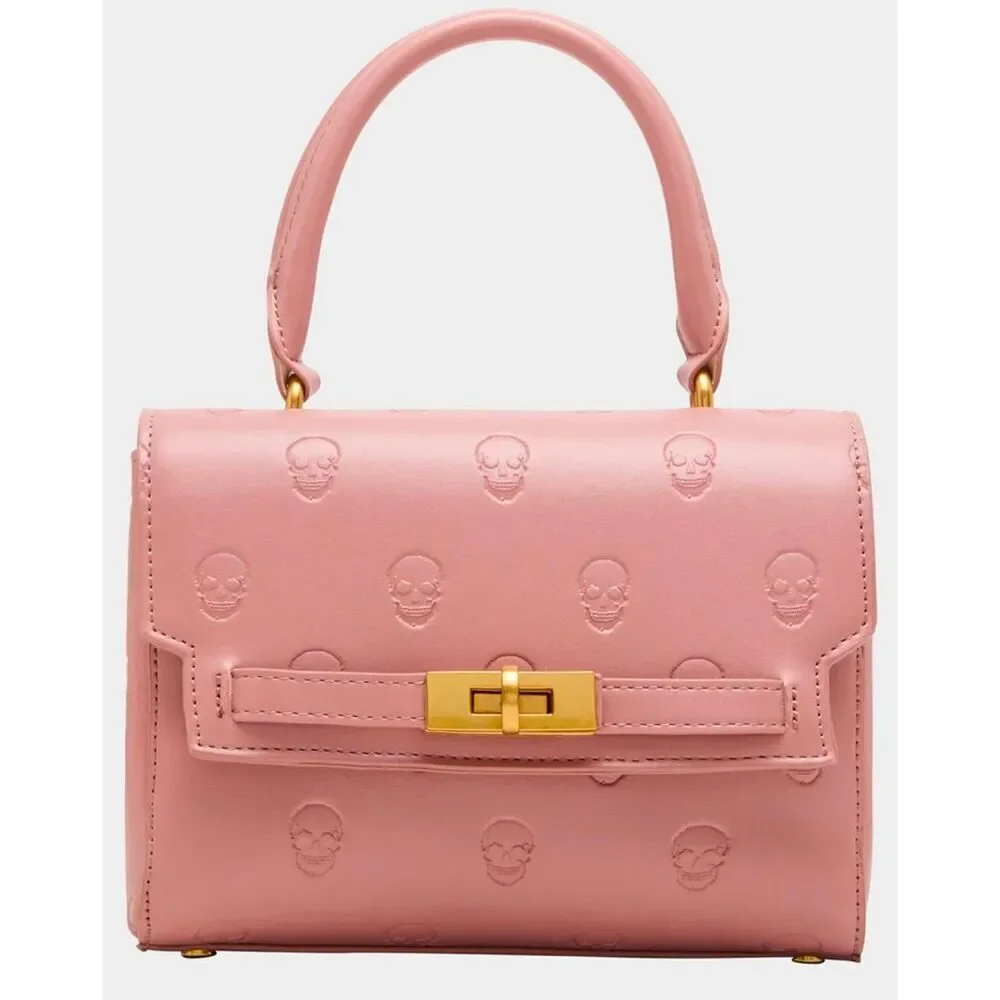 NWT~BETSEY JOHNSON Skullicious Top Handle Satchel Bag in Blush/Taupe